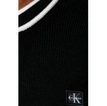 CALVIN KLEIN JEANS WOVEN LABEL CREWNECK SWEATER ΜΠΛΟΥΖΑ ΠΛΕΚΤΗ ΓΥΝΑΙΚΕΙΑ BLACK