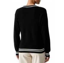 CALVIN KLEIN JEANS WOVEN LABEL CREWNECK SWEATER ΜΠΛΟΥΖΑ ΠΛΕΚΤΗ ΓΥΝΑΙΚΕΙΑ BLACK