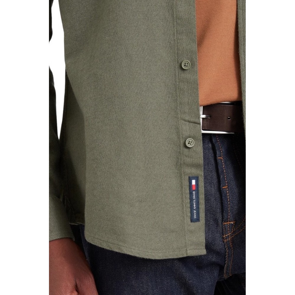 TOMMY JEANS REG FLANNEL SHIRT EXT ΠΟΥΚΑΜΙΣΟ ΑΝΔΡΙΚΟ MILITARY GREEN