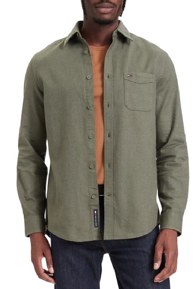 TOMMY JEANS REG FLANNEL SHIRT EXT ΠΟΥΚΑΜΙΣΟ ΑΝΔΡΙΚΟ MILITARY GREEN