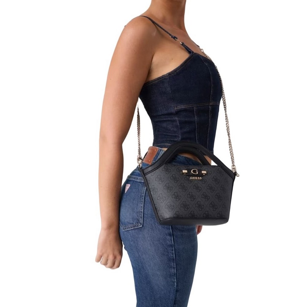 GUESS LINDSEY MINI TOTE ΤΣΑΝΤΑ ΓΥΝΑΙΚΕΙΑ DARK GREY