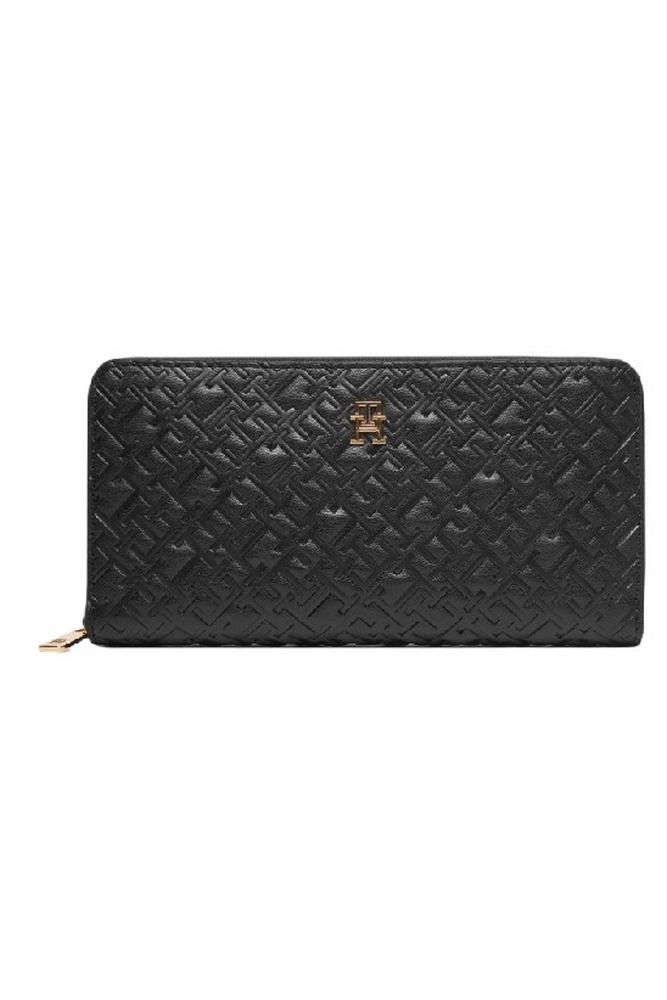 TOMMY HILFIGER  ICON LRG ZA MONO EMBO ΠΟΡΤΟΦΟΛΙ ΓΥΝΑΙΚΕΙΟ BLACK