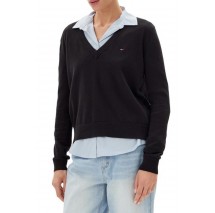 TOMMY JEANS ESSENTIAL VNECK SWEATER EXT ΠΛΕΚΤΗ ΜΠΛΟΥΖΑ ΓΥΝΑΙΚΕΙΑ BLACK
