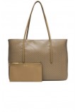 CALVIN KLEIN AOP TOTE POUCH ON STRAP ΤΣΑΝΤΑ ΓΥΝΑΙΚΕΙΑ TAUPE