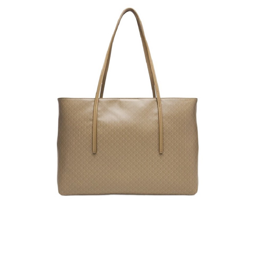 CALVIN KLEIN AOP TOTE POUCH ON STRAP ΤΣΑΝΤΑ ΓΥΝΑΙΚΕΙΑ TAUPE