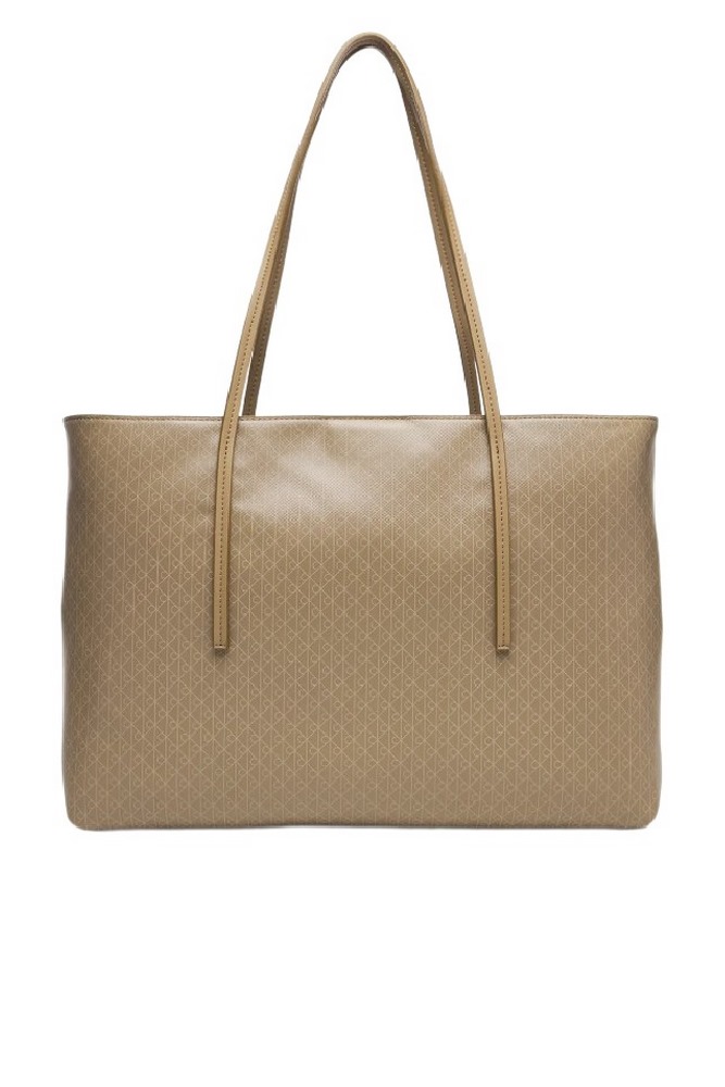 CALVIN KLEIN AOP TOTE POUCH ON STRAP ΤΣΑΝΤΑ ΓΥΝΑΙΚΕΙΑ TAUPE