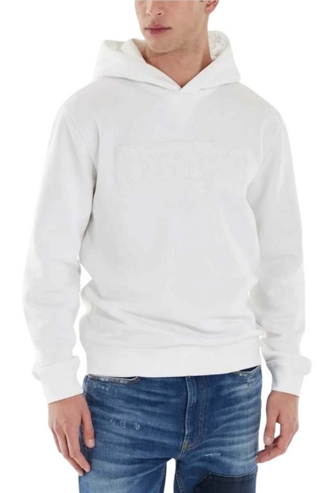 GUESS BEAU HOODIE SWEATSHI ΦΟΥΤΕΡ ΑΝΔΡΙΚΟ WHITE