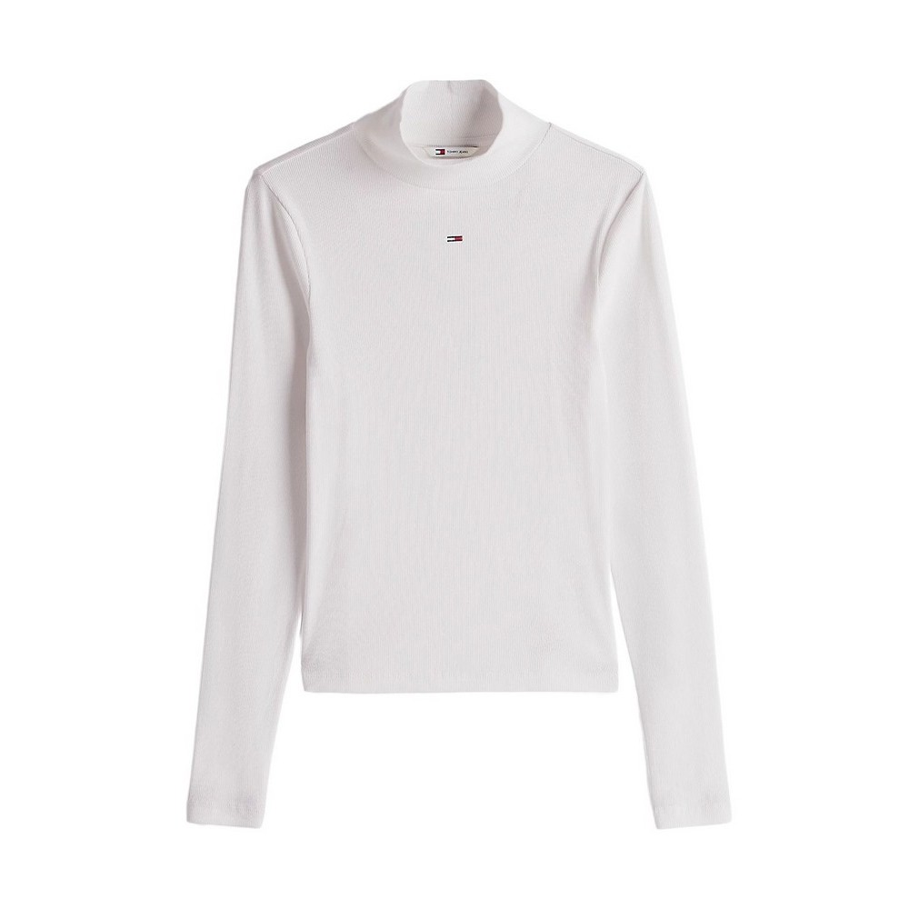 TOMMY JEANS ESSENTIAL MOCK NECK ΜΠΛΟΥΖΑ ΜΑΚΡΥΜΑΝΙΚΗ ΓΥΝΑΙΚΕΙΑ ECRU