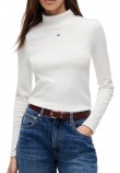 TOMMY JEANS ESSENTIAL MOCK NECK ΜΠΛΟΥΖΑ ΜΑΚΡΥΜΑΝΙΚΗ ΓΥΝΑΙΚΕΙΑ ECRU