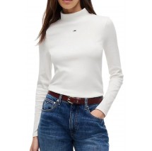 TOMMY JEANS ESSENTIAL MOCK NECK ΜΠΛΟΥΖΑ ΜΑΚΡΥΜΑΝΙΚΗ ΓΥΝΑΙΚΕΙΑ ECRU