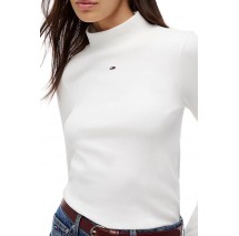 TOMMY JEANS ESSENTIAL MOCK NECK ΜΠΛΟΥΖΑ ΜΑΚΡΥΜΑΝΙΚΗ ΓΥΝΑΙΚΕΙΑ ECRU