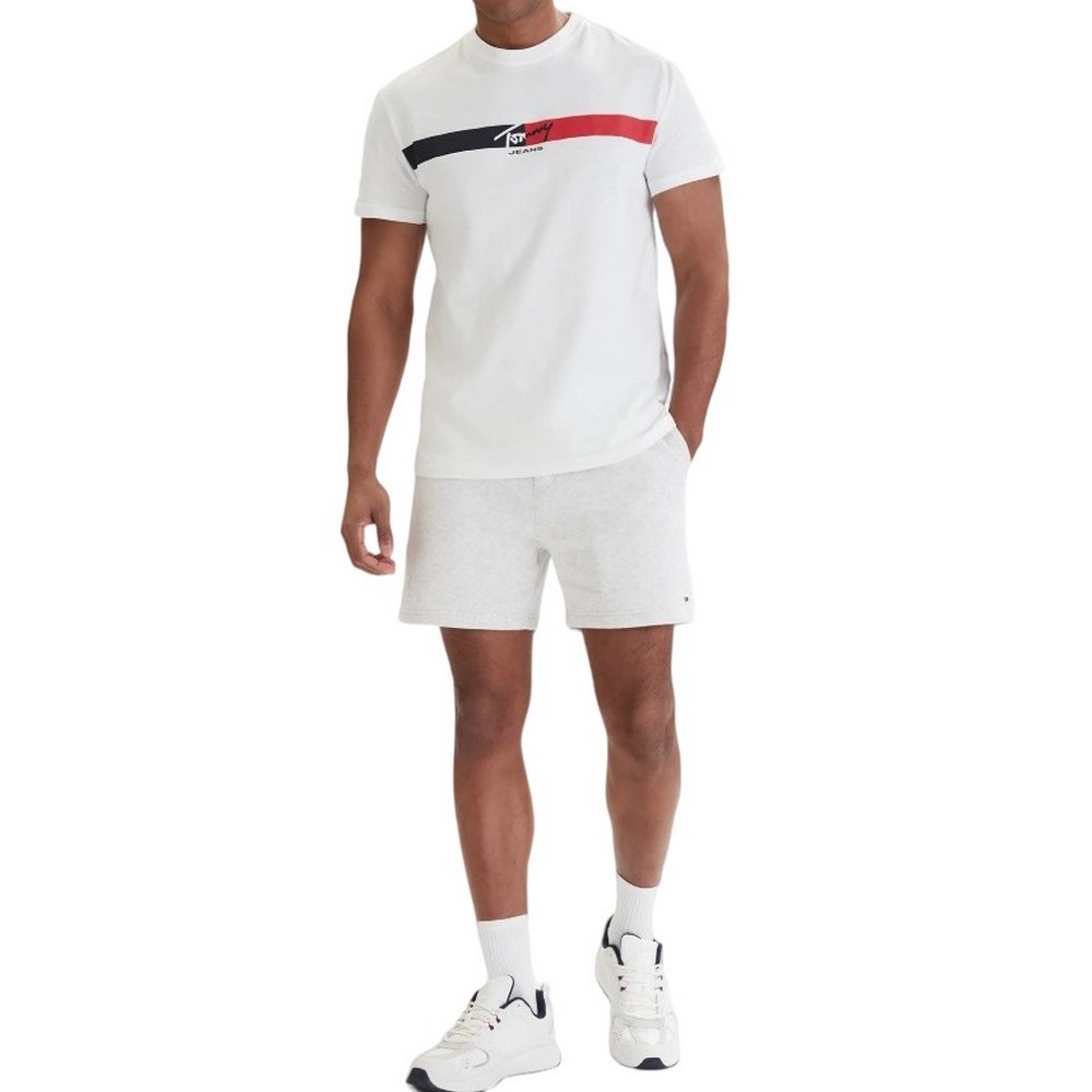 TOMMY JEANS REG SIGNATURE STRIPE T-SHIRT ΜΠΛΟΥΖΑ ΑΝΔΡΙΚΗ ECRU
