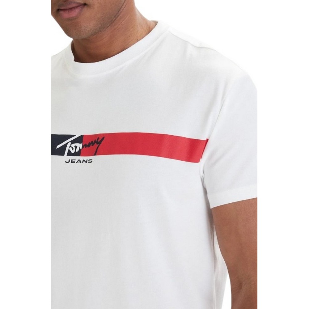 TOMMY JEANS REG SIGNATURE STRIPE T-SHIRT ΜΠΛΟΥΖΑ ΑΝΔΡΙΚΗ ECRU
