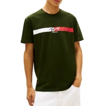 TOMMY JEANS REG SIGNATURE STRIPE T-SHIRT ΜΠΛΟΥΖΑ ΑΝΔΡΙΚΗ FOREST GREEN