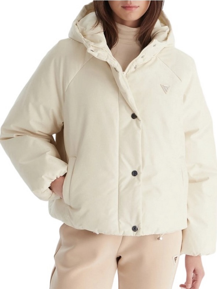 GUESS 4G BOXY PUFFER JACKET ΜΠΟΥΦΑΝ ΓΥΝΑΙΚΕΙΟ ECRU