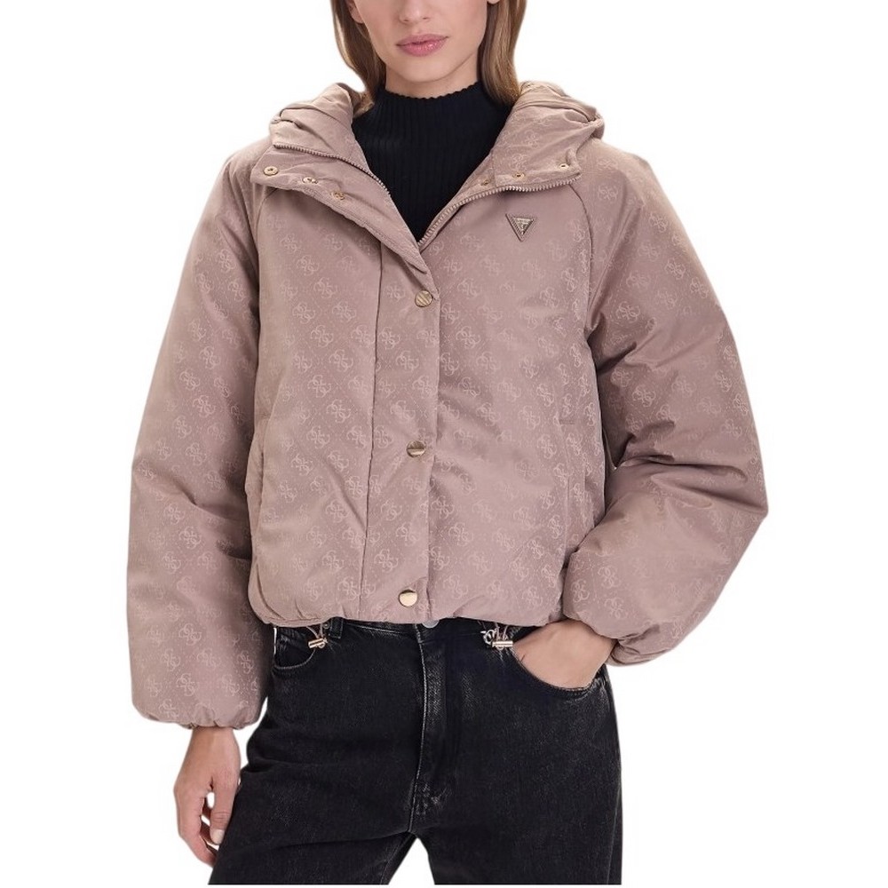 GUESS 4G BOXY PUFFER JACKET ΜΠΟΥΦΑΝ ΓΥΝΑΙΚΕΙΟ BEIGE
