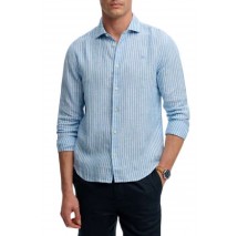 SUPERDRY D2 STUD RIVIERA L/S LINEN SHIRT ΠΟΥΚΑΜΙΣΟ ΑΝΔΡΙΚΟ CIEL