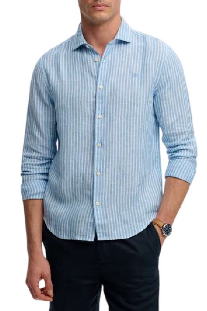 SUPERDRY D2 STUD RIVIERA L/S LINEN SHIRT ΠΟΥΚΑΜΙΣΟ ΑΝΔΡΙΚΟ CIEL