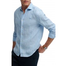 SUPERDRY D2 STUD RIVIERA L/S LINEN SHIRT ΠΟΥΚΑΜΙΣΟ ΑΝΔΡΙΚΟ CIEL
