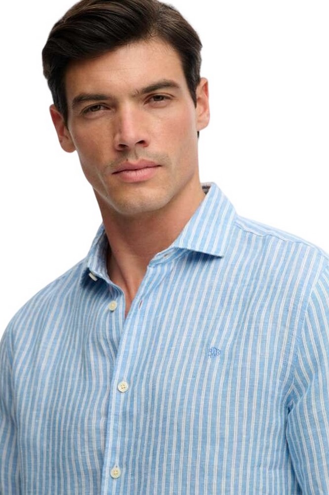 SUPERDRY D2 STUD RIVIERA L/S LINEN SHIRT ΠΟΥΚΑΜΙΣΟ ΑΝΔΡΙΚΟ CIEL