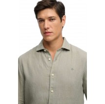 SUPERDRY D2 STUD RIVIERA L/S LINEN SHIRT ΠΟΥΚΑΜΙΣΟ ΑΝΔΡΙΚΟ OLIVE