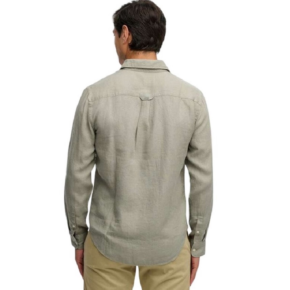 SUPERDRY D2 STUD RIVIERA L/S LINEN SHIRT ΠΟΥΚΑΜΙΣΟ ΑΝΔΡΙΚΟ OLIVE