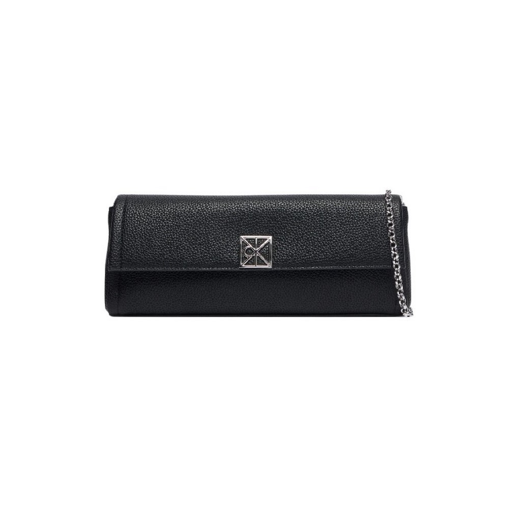 CALVIN KLEIN EMBLEM HW PEBBLE CLUTCH ΤΣΑΝΤΑ ΓΥΝΑΙΚΕΙΑ BLACK
