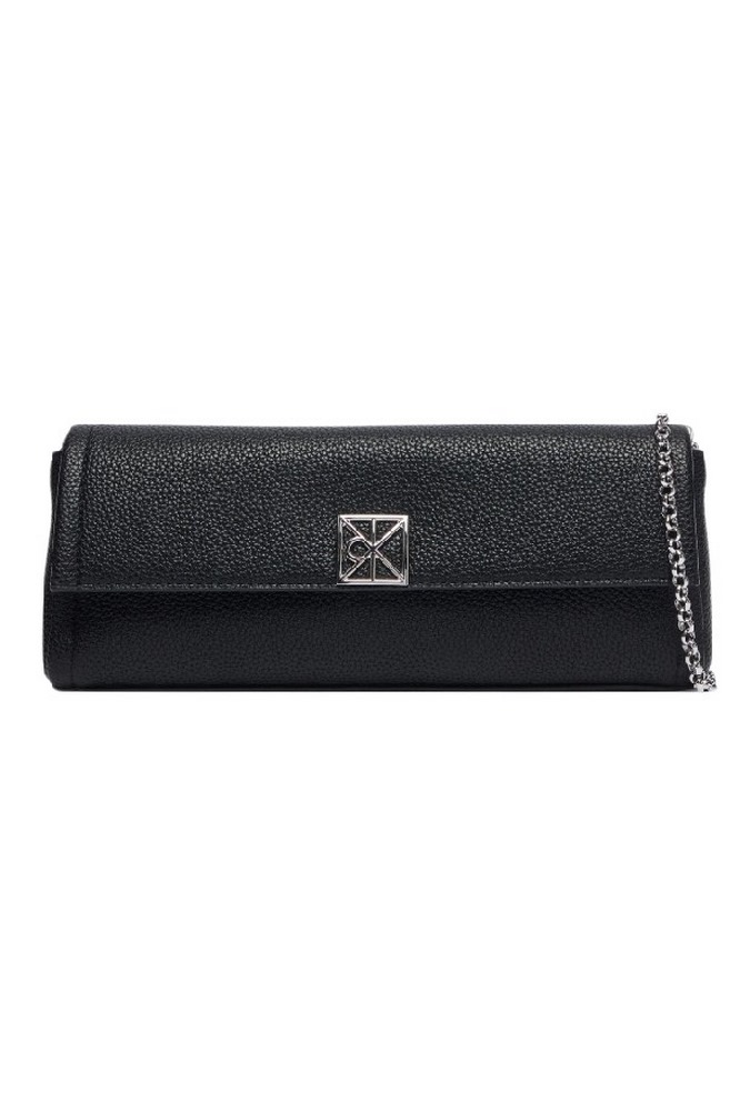 CALVIN KLEIN EMBLEM HW PEBBLE CLUTCH ΤΣΑΝΤΑ ΓΥΝΑΙΚΕΙΑ BLACK