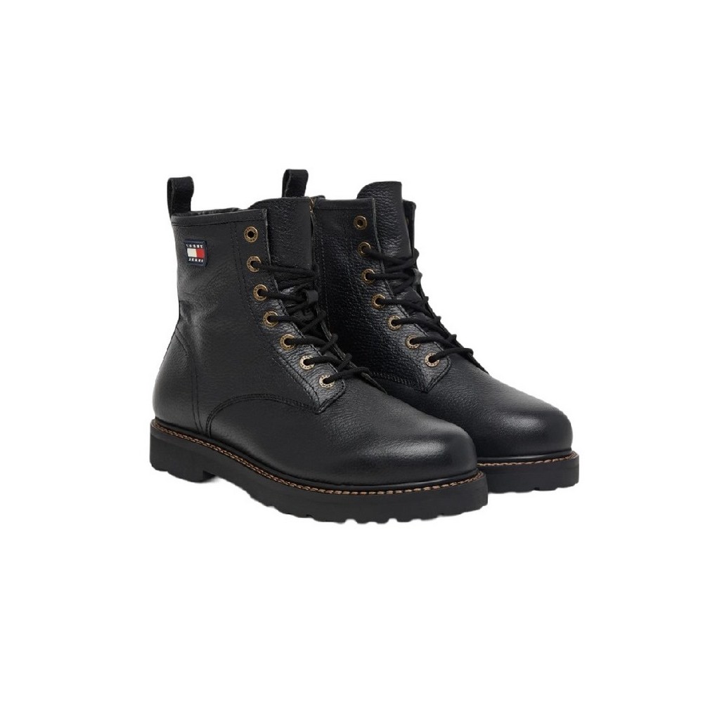 TOMMY JEANS ARCHIVE 01 TUMBLE LACE UP WARM ΠΑΠΟΥΤΣΙ ΑΝΔΡΙΚΟ BLACK