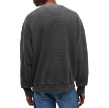 TOMMY JEANS RLX WASHED WAFFLE CREW EXT ΦΟΥΤΕΡ ΜΠΛΟΥΖΑ ΑΝΔΡΙΚΗ WASHED BLACK