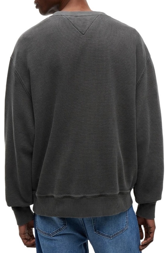 TOMMY JEANS RLX WASHED WAFFLE CREW EXT ΦΟΥΤΕΡ ΜΠΛΟΥΖΑ ΑΝΔΡΙΚΗ WASHED BLACK