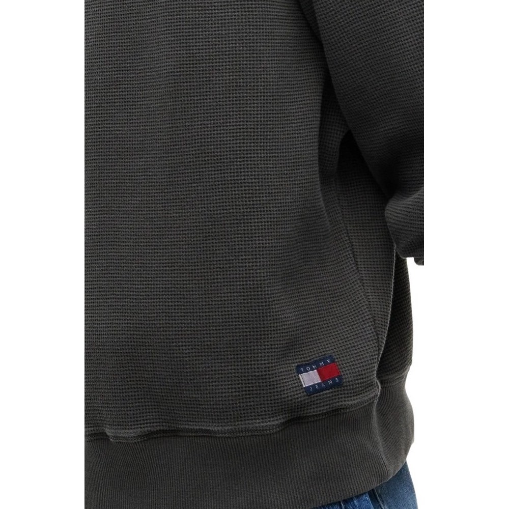 TOMMY JEANS RLX WASHED WAFFLE CREW EXT ΦΟΥΤΕΡ ΜΠΛΟΥΖΑ ΑΝΔΡΙΚΗ WASHED BLACK