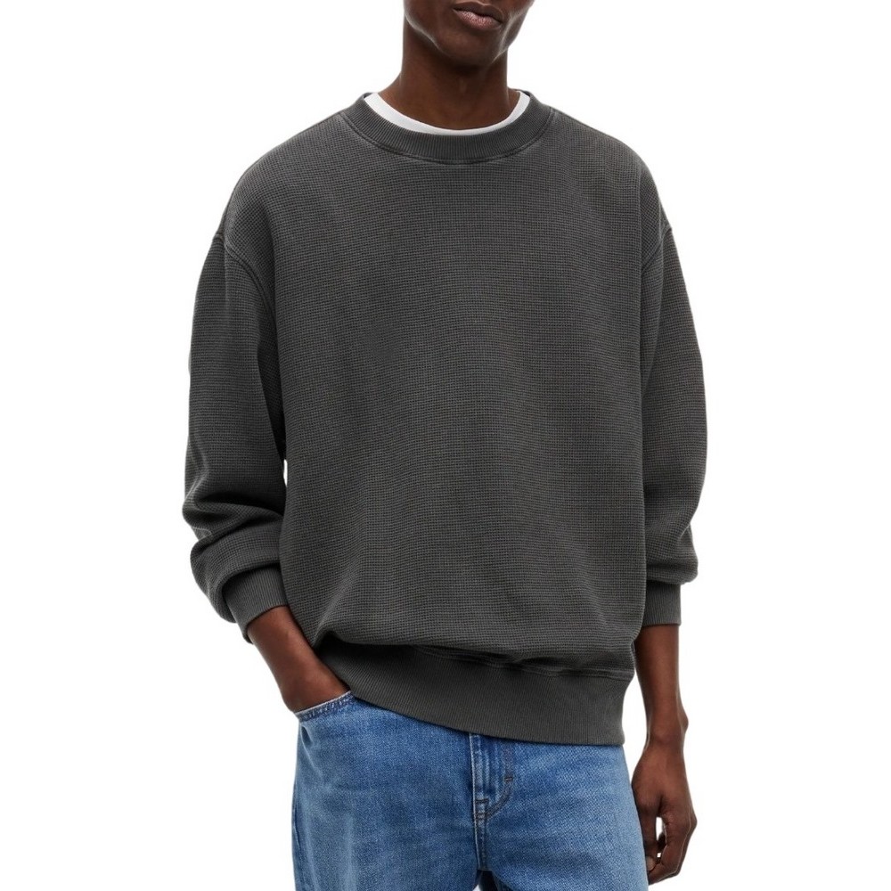 TOMMY JEANS RLX WASHED WAFFLE CREW EXT ΦΟΥΤΕΡ ΜΠΛΟΥΖΑ ΑΝΔΡΙΚΗ WASHED BLACK