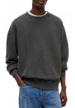 TOMMY JEANS RLX WASHED WAFFLE CREW EXT ΦΟΥΤΕΡ ΜΠΛΟΥΖΑ ΑΝΔΡΙΚΗ WASHED BLACK