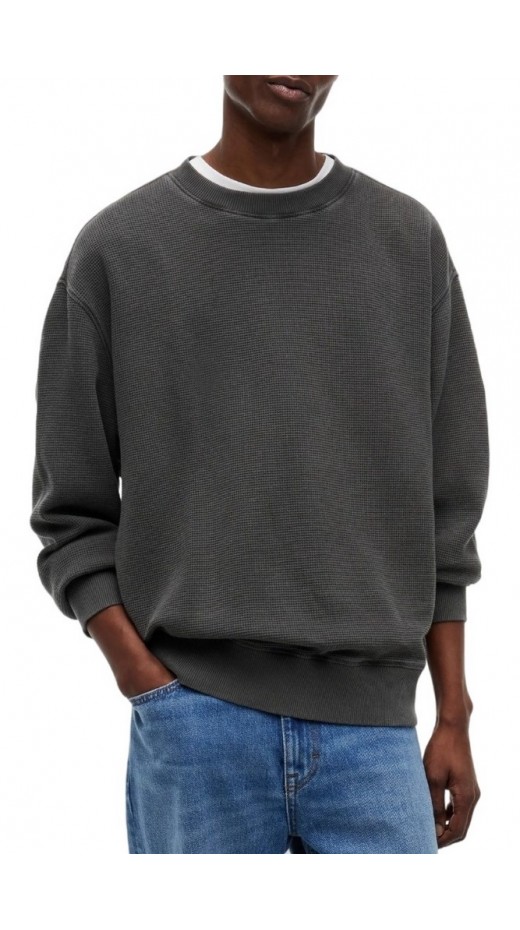 TOMMY JEANS RLX WASHED WAFFLE CREW EXT ΦΟΥΤΕΡ ΜΠΛΟΥΖΑ ΑΝΔΡΙΚΗ WASHED BLACK