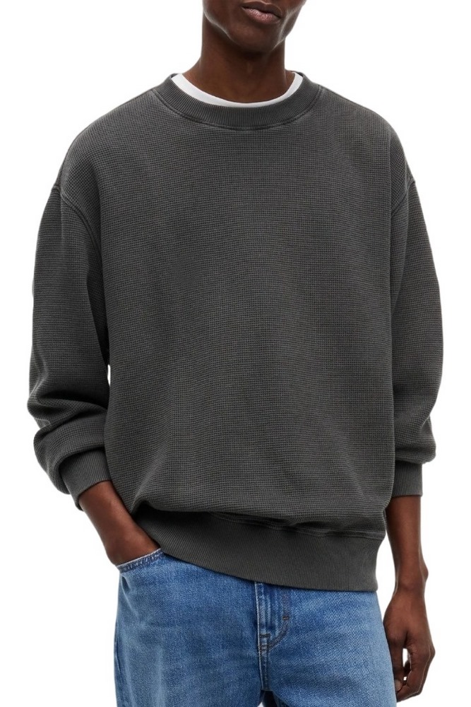 TOMMY JEANS RLX WASHED WAFFLE CREW EXT ΦΟΥΤΕΡ ΜΠΛΟΥΖΑ ΑΝΔΡΙΚΗ WASHED BLACK