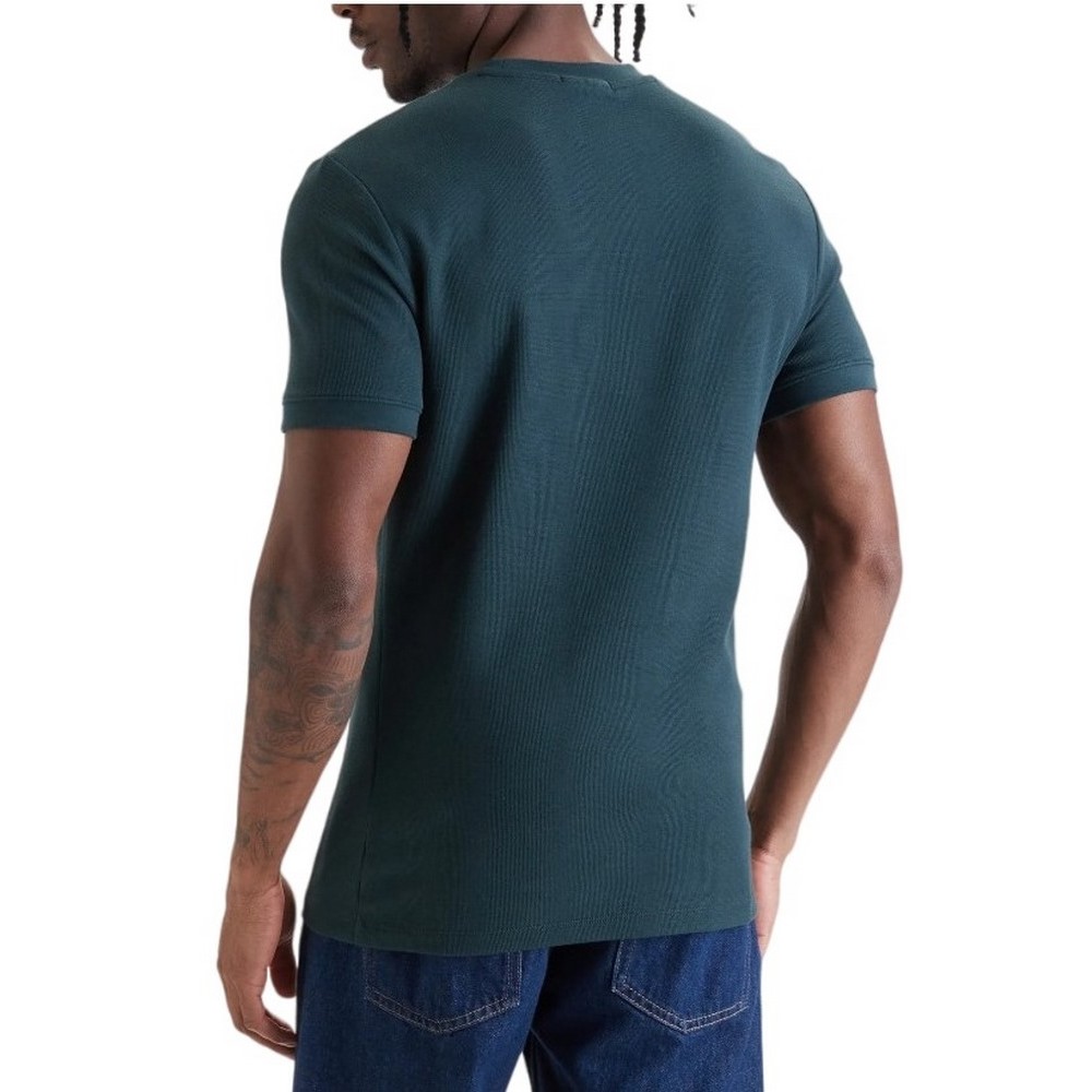 CALVIN KLEIN JEANS SLIM MICRO WAFFLE CREWNK T-SHIRT ΜΠΛΟΥΖΑ ΑΝΔΡΙΚΗ FOREST GREEN
