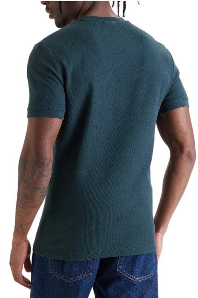 CALVIN KLEIN JEANS SLIM MICRO WAFFLE CREWNK T-SHIRT ΜΠΛΟΥΖΑ ΑΝΔΡΙΚΗ FOREST GREEN