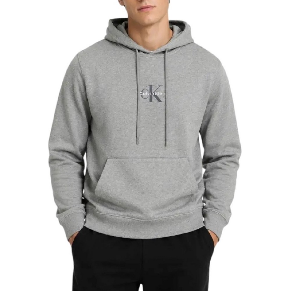 CALVIN KLEIN 350TERRY MICRO MNLG HOODIE ΦΟΥΤΕΡ ΜΠΛΟΥΖΑ ΑΝΔΡΙΚΗ GREY