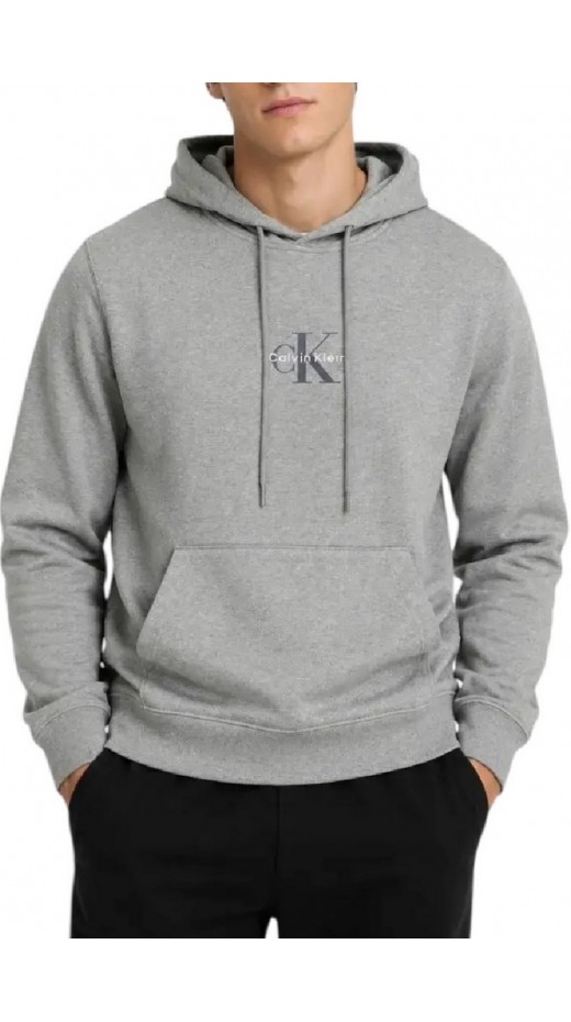 CALVIN KLEIN 350TERRY MICRO MNLG HOODIE ΦΟΥΤΕΡ ΜΠΛΟΥΖΑ ΑΝΔΡΙΚΗ GREY