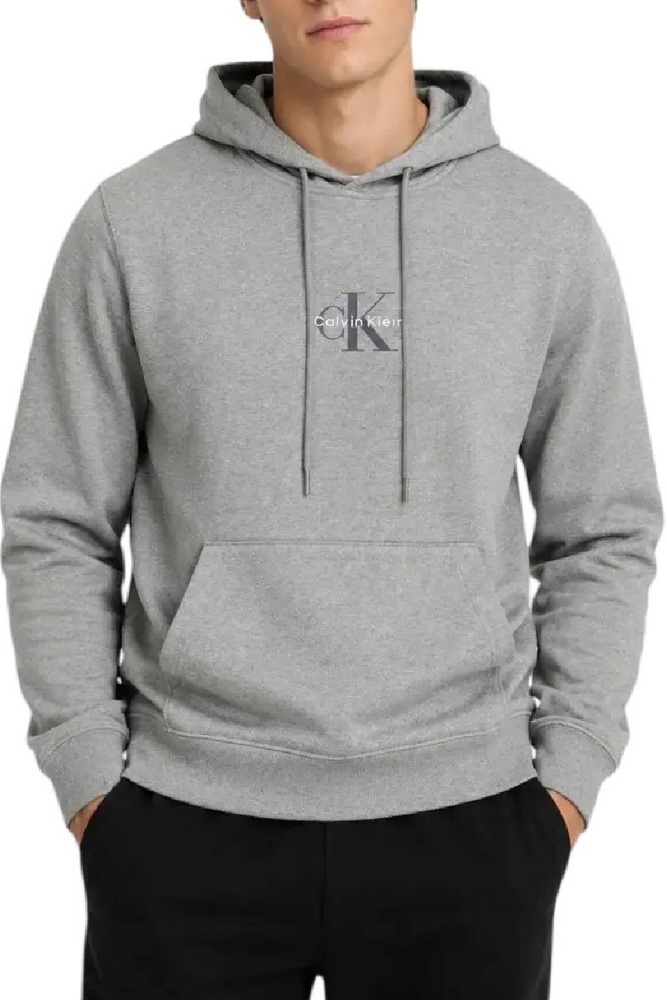CALVIN KLEIN 350TERRY MICRO MNLG HOODIE ΦΟΥΤΕΡ ΜΠΛΟΥΖΑ ΑΝΔΡΙΚΗ GREY