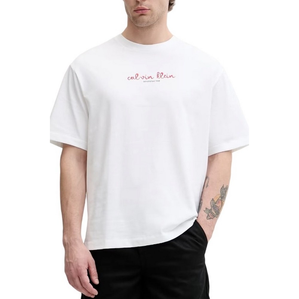 CALVIN KLEIN JEANS 16s CK TRVL LINES GRAPHIC T-SHIRT ΜΠΛΟΥΖΑ ΑΝΔΡΙΚΗ BRIGHT WHITE