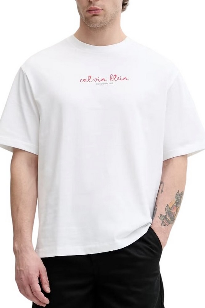 CALVIN KLEIN JEANS 16s CK TRVL LINES GRAPHIC T-SHIRT ΜΠΛΟΥΖΑ ΑΝΔΡΙΚΗ BRIGHT WHITE