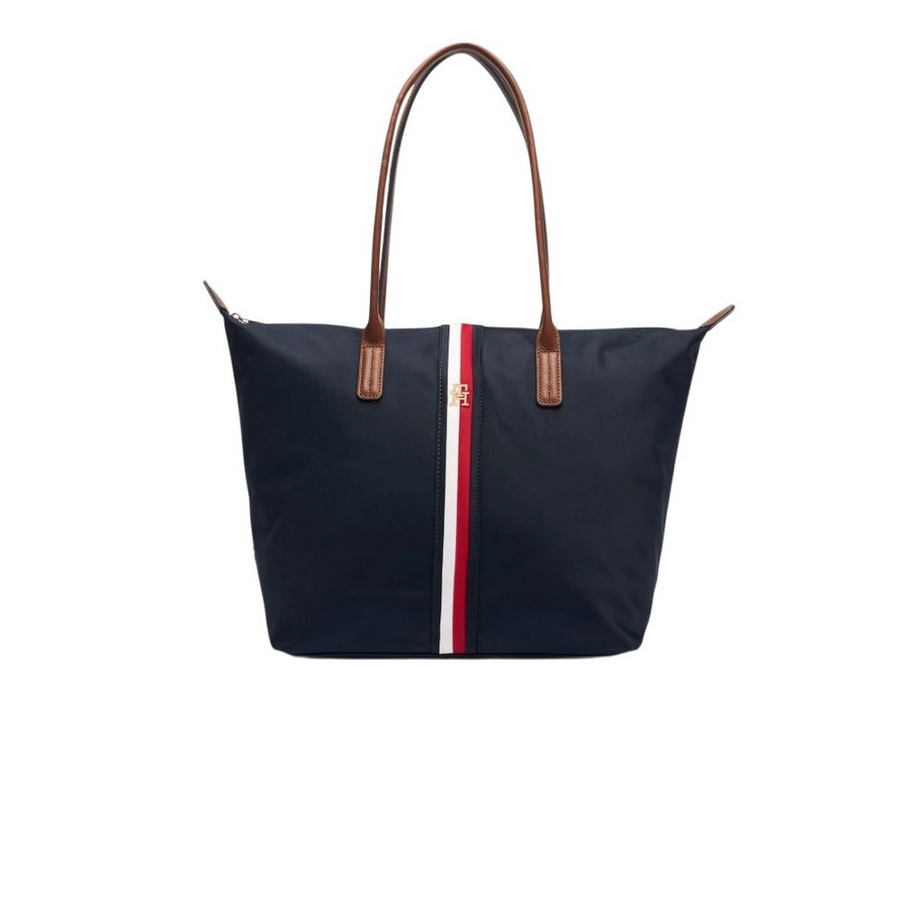 TOMMY HILFIGER POPETTE TOTE CORP ΤΣΑΝΤΑ ΓΥΝΑΙΚΕΙΑ NAVY