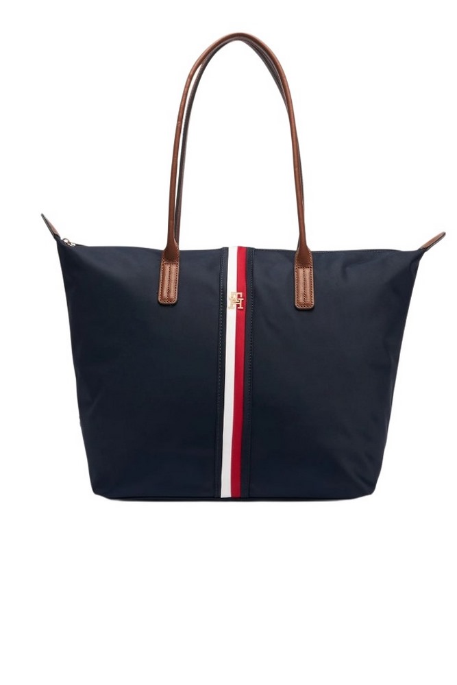 TOMMY HILFIGER POPETTE TOTE CORP ΤΣΑΝΤΑ ΓΥΝΑΙΚΕΙΑ NAVY
