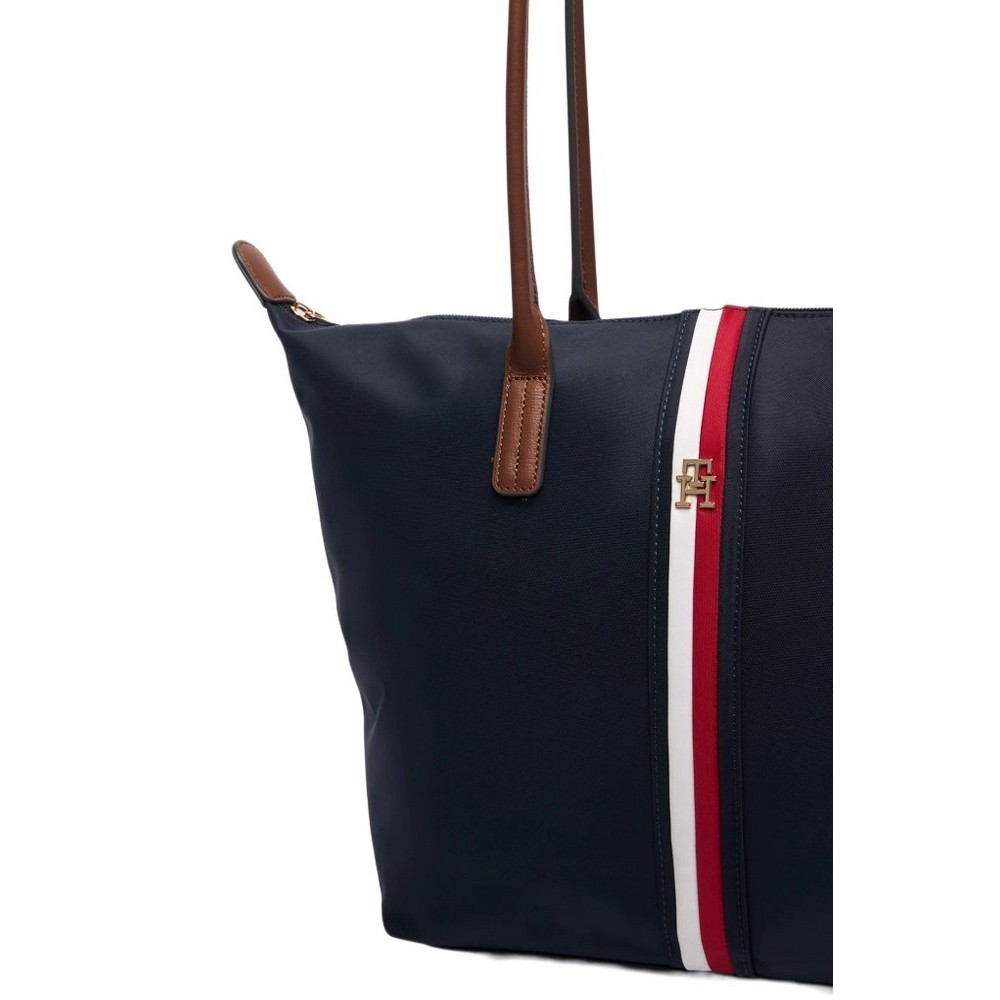 TOMMY HILFIGER POPETTE TOTE CORP ΤΣΑΝΤΑ ΓΥΝΑΙΚΕΙΑ NAVY