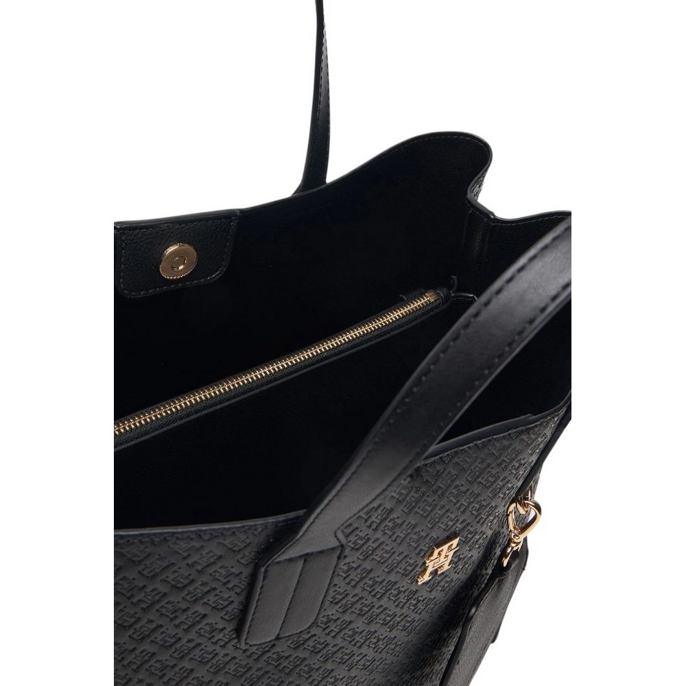 TOMMY HILFIGER ICON SATCHEL MONO ΤΣΑΝΤΑ ΓΥΝΑΙΚΕΙΑ BLACK