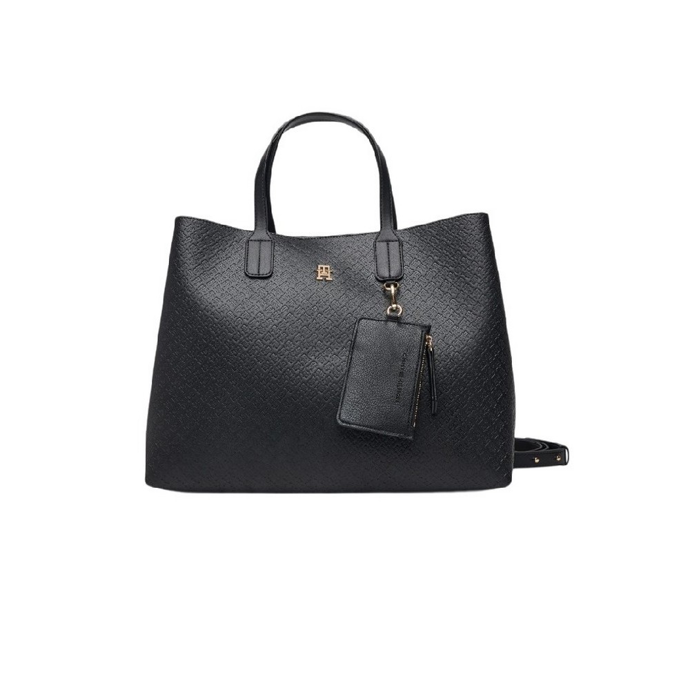 TOMMY HILFIGER ICON SATCHEL MONO ΤΣΑΝΤΑ ΓΥΝΑΙΚΕΙΑ BLACK