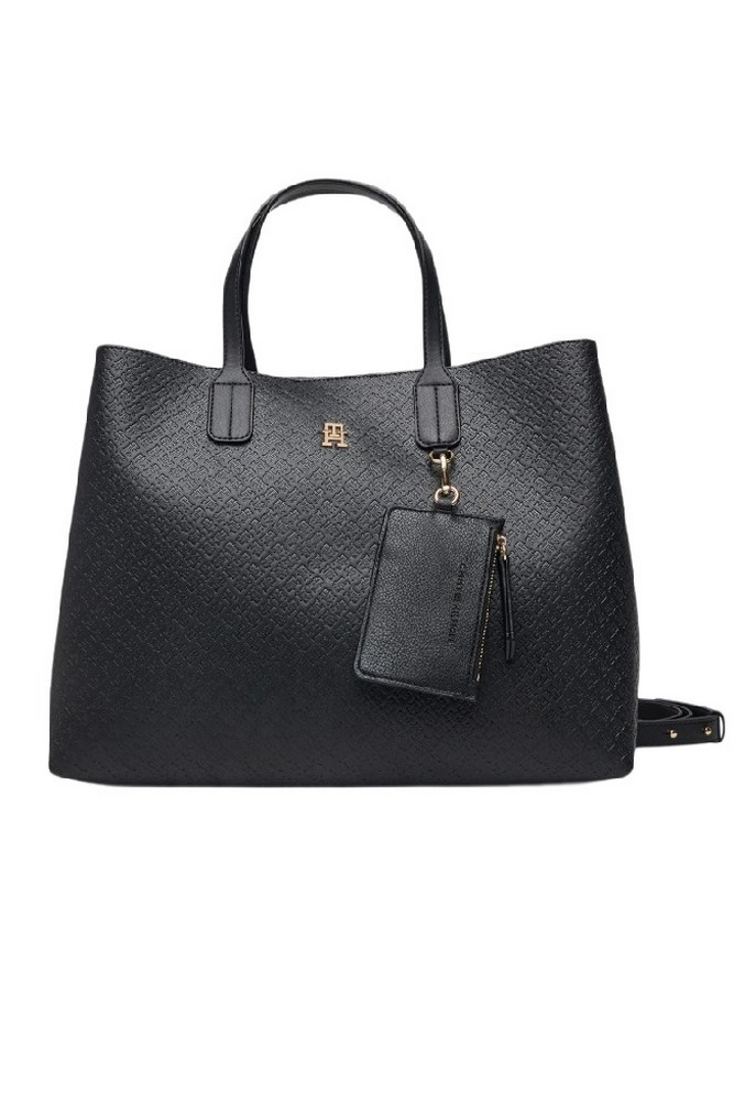 TOMMY HILFIGER ICON SATCHEL MONO ΤΣΑΝΤΑ ΓΥΝΑΙΚΕΙΑ BLACK