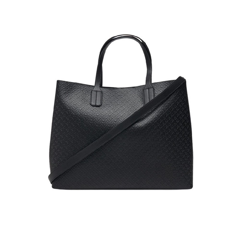 TOMMY HILFIGER ICON SATCHEL MONO ΤΣΑΝΤΑ ΓΥΝΑΙΚΕΙΑ BLACK